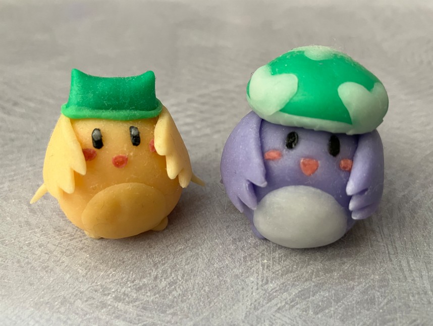 粘土作品　ゼノブレイド　ノポン　ニルニー（左）＆パム（右）