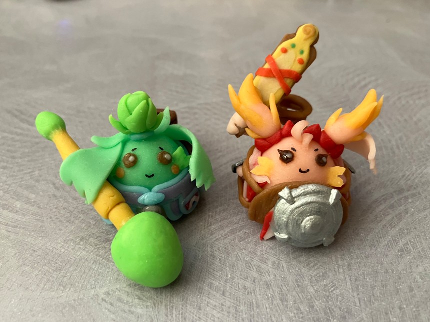 粘土作品　ゼノブレイド　ノポン　キノ（左）＆ネネ（右）